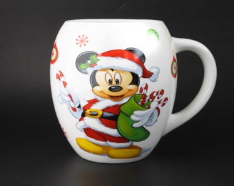 Vintage Enesco Mickey Mouse Santa Mug, Disney Holiday Decor