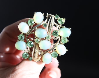 Vintage Green Coro Brooch Pin Iridescent jewelry