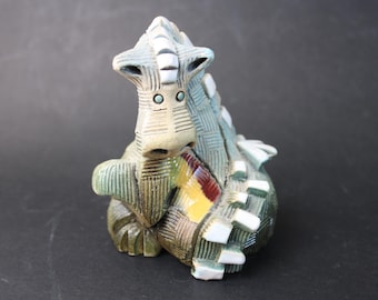 Vintage Artesania Rinconada Dragon Uruguay Pottery Hand painted Hand carved