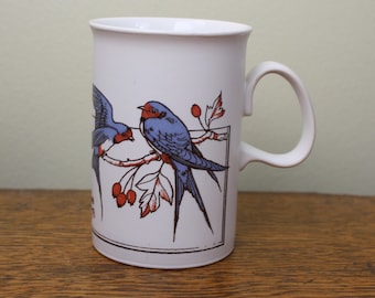 Vintage Dunoon BlueBird Red Berries MUG Made in Scotland