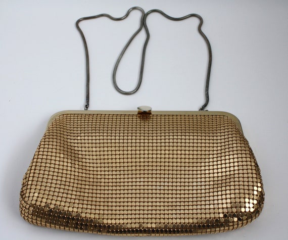 Vintage Disco Gold Mesh Purse sparkle retro disco… - image 1