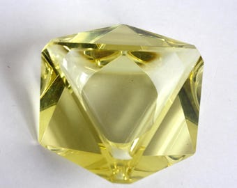 vintage Citrine Bohemian Glass cubist prism Small Ashtray