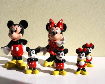 Vintage Mickey and Minnie Mouse family figurines Disney Small Ceramic figurines