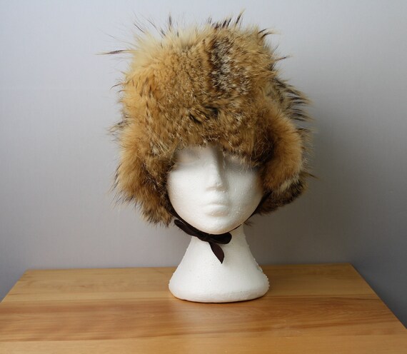Vintage Real Fur Trappers Hat Ear flaps Warm wint… - image 2