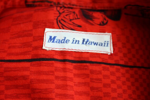 Vintage PINEAPPLE Print Red Hawaiian Shirt Tiki L… - image 6