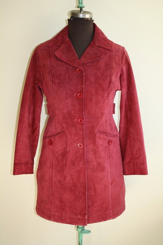 Beautiful Vintage Rosy Pink/Red Suede Leather coa… - image 3