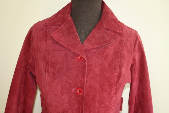 Beautiful Vintage Rosy Pink/Red Suede Leather coa… - image 2