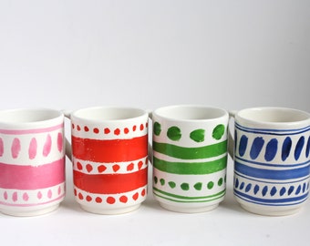Kate Spade Lenox Mugs Set of 4, Colorful Hand Painted
