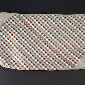 Bolso de mano vintage italiano tejido de cuero, clutch grande estilo años 80 en tonos neutros