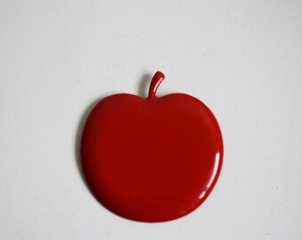 Vintage Red Enamel Apple Brooch - Teacher Gift Jewelry