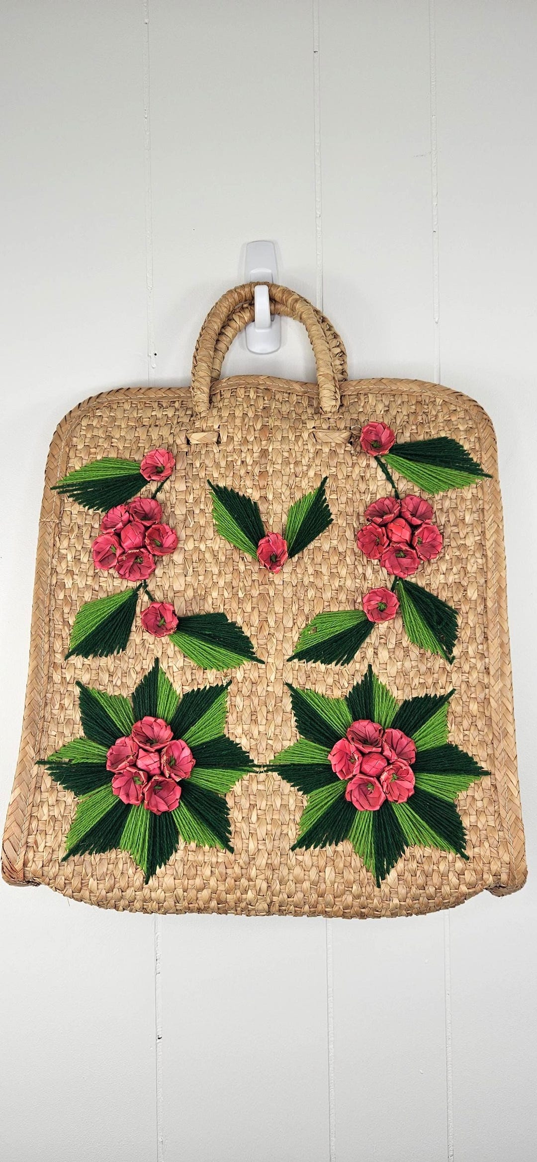 Flowery Vintage Woven 1960s Tote Beach Bag Roses Summer Beachy Fun - Etsy