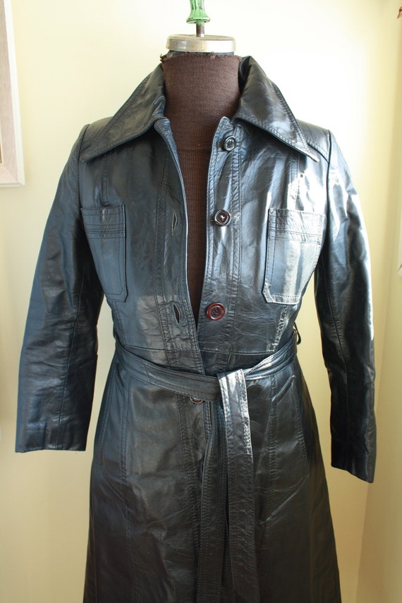 Vintage 70's LONG Black Leather lined warm OPERA C
