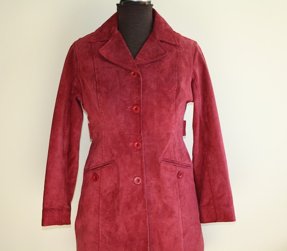 Beautiful Vintage Rosy Pink/Red Suede Leather coa… - image 1