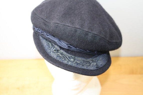 Vintage Authentic Greek Fishermans Hat Navy Blue Made in Greece 