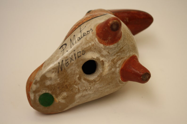 Vintage Mexican Pottery Toucan Parrot Bird Signed P.Mateos tonala