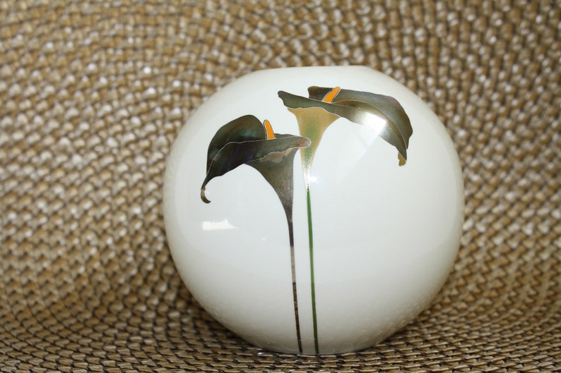 Vintage Golden Calla Otagiri Spherical Vase