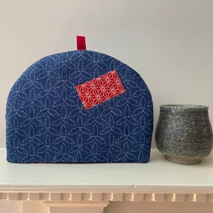 1 Small Ready To Ship - Japanese Rustic Artisanal Luxe Tea Cozy - Shashiko Style