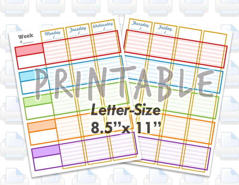 printable teacher lesson weekly planner inserts pages for etsy
