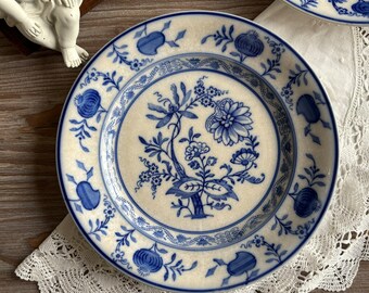 Antique Original Blue Onion Ironstone Eating Plate, Villeroy Boch