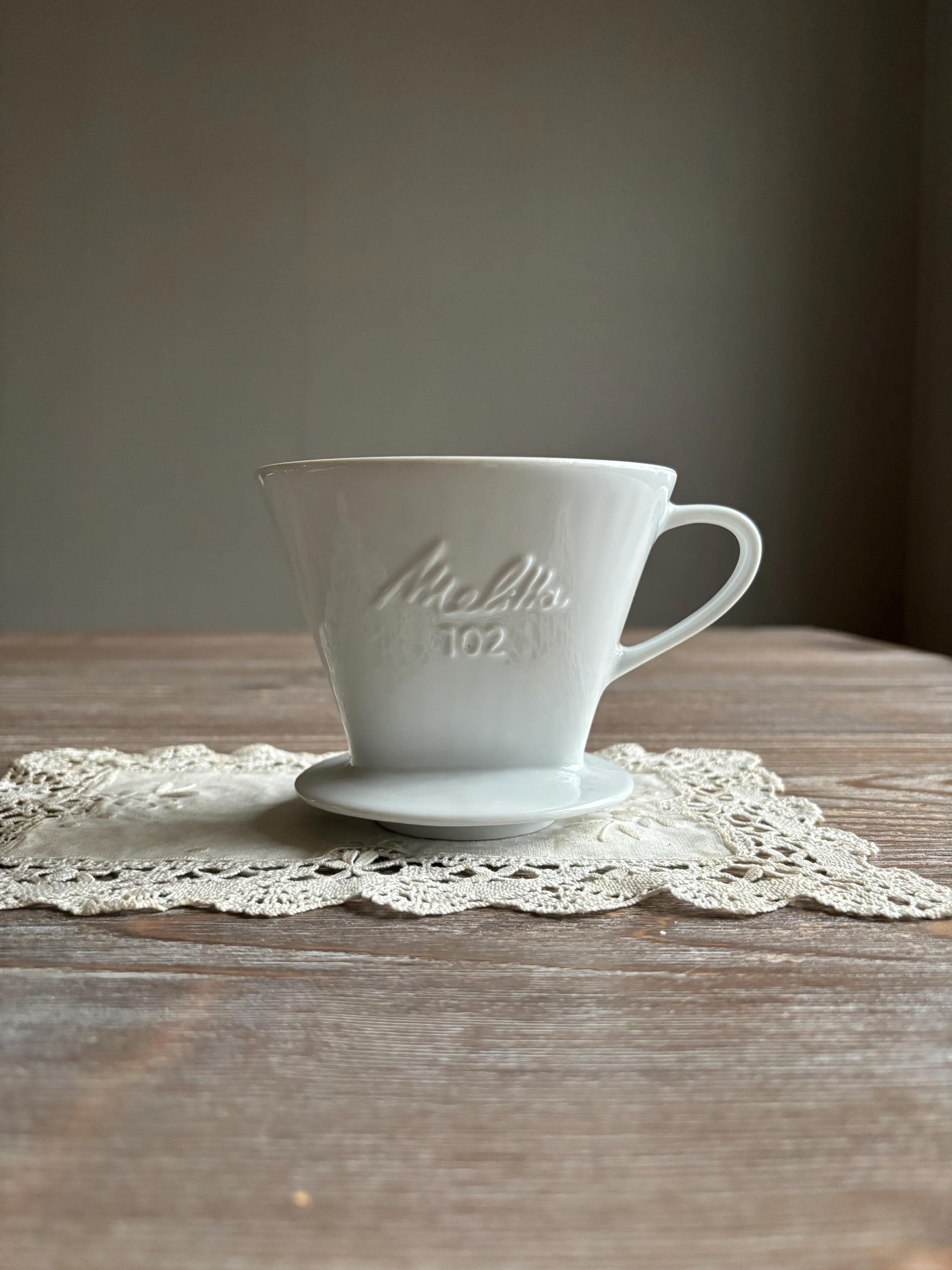 Vintage Melitta 102 Ceramic Coffee Filter, Whiteware White