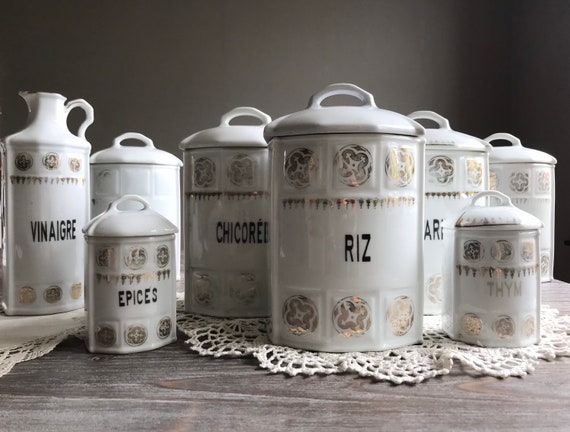Contenedores de almacenamiento de cocina de cerámica vintage