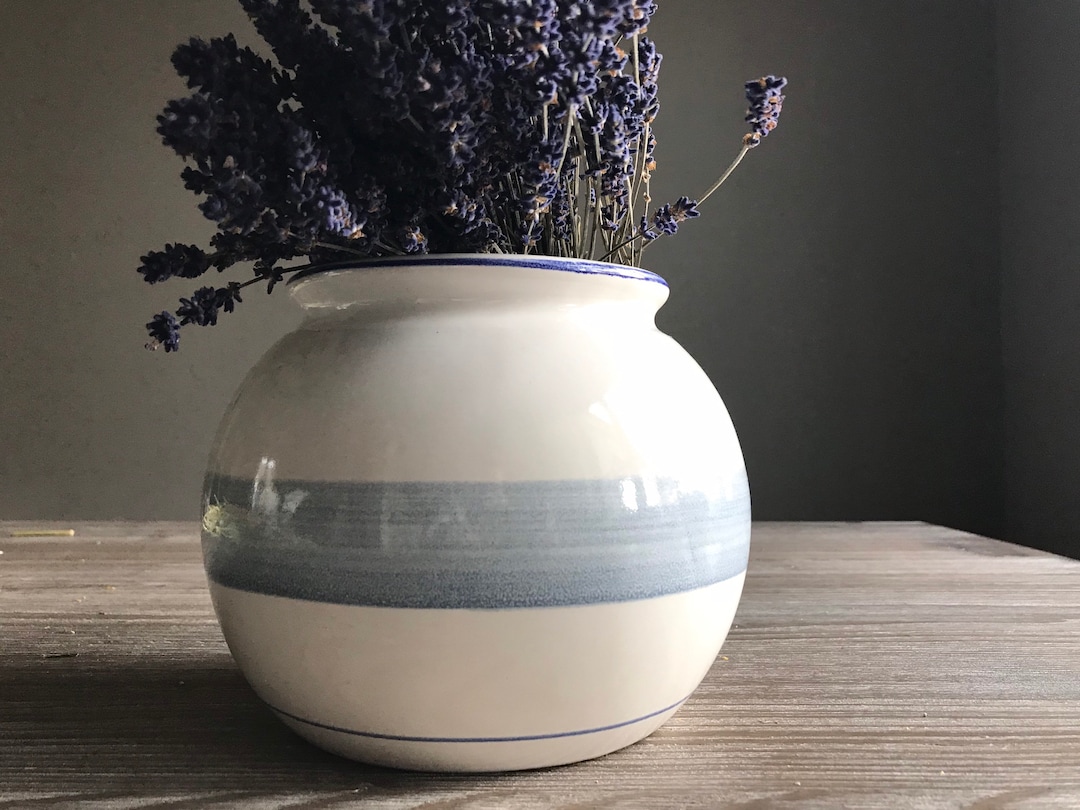 Vintage Round Ceramic Vase Whiteware White Ceramic Bowl Etsy