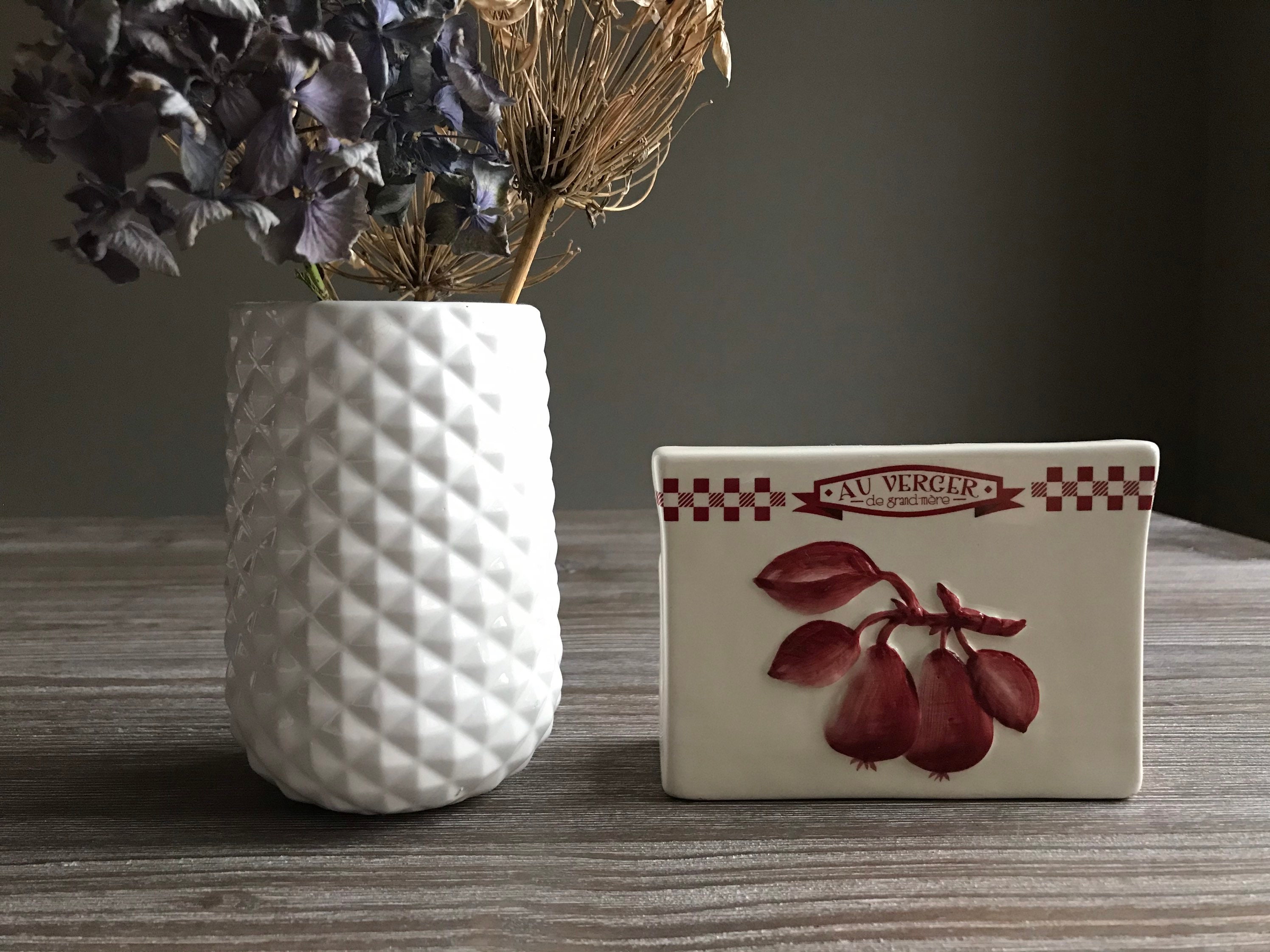 Vintage ceramic napkin holder vintage pottery floral Mid Etsy