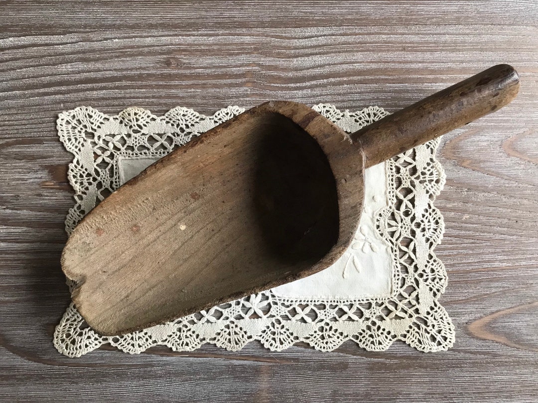 Antique Vintage Wooden Grain Scoop, Old Retro Grain Shovel, Kitchen