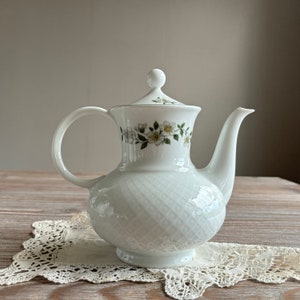 Vintage small tea pot, Whiteware floral tableware, Setlmmann Weiden, Western Germany Vintage, Mid century home decor, tableware gift
