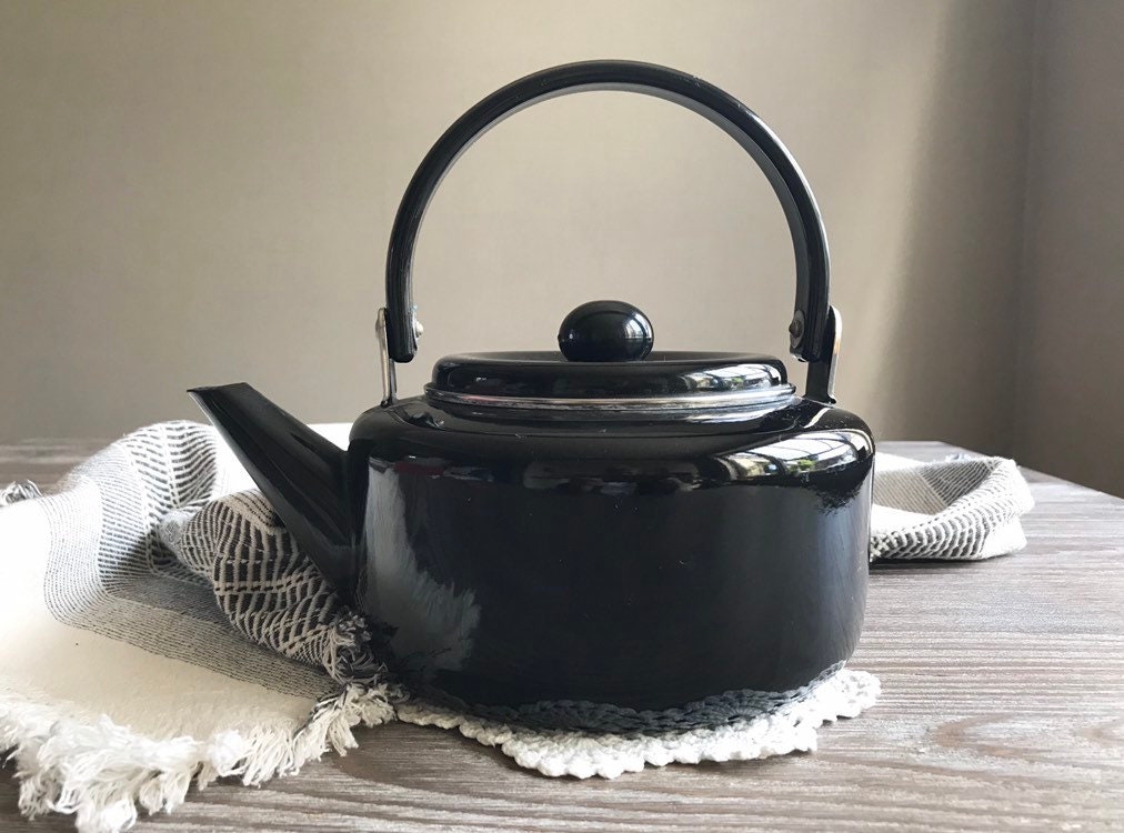 Vintage Teapot Old Metal Teapot Cute Whistling Tea Kettle Chromed Metal Tea  Kettle Vintage Kitchen Décor Chrome and Red Teapot 