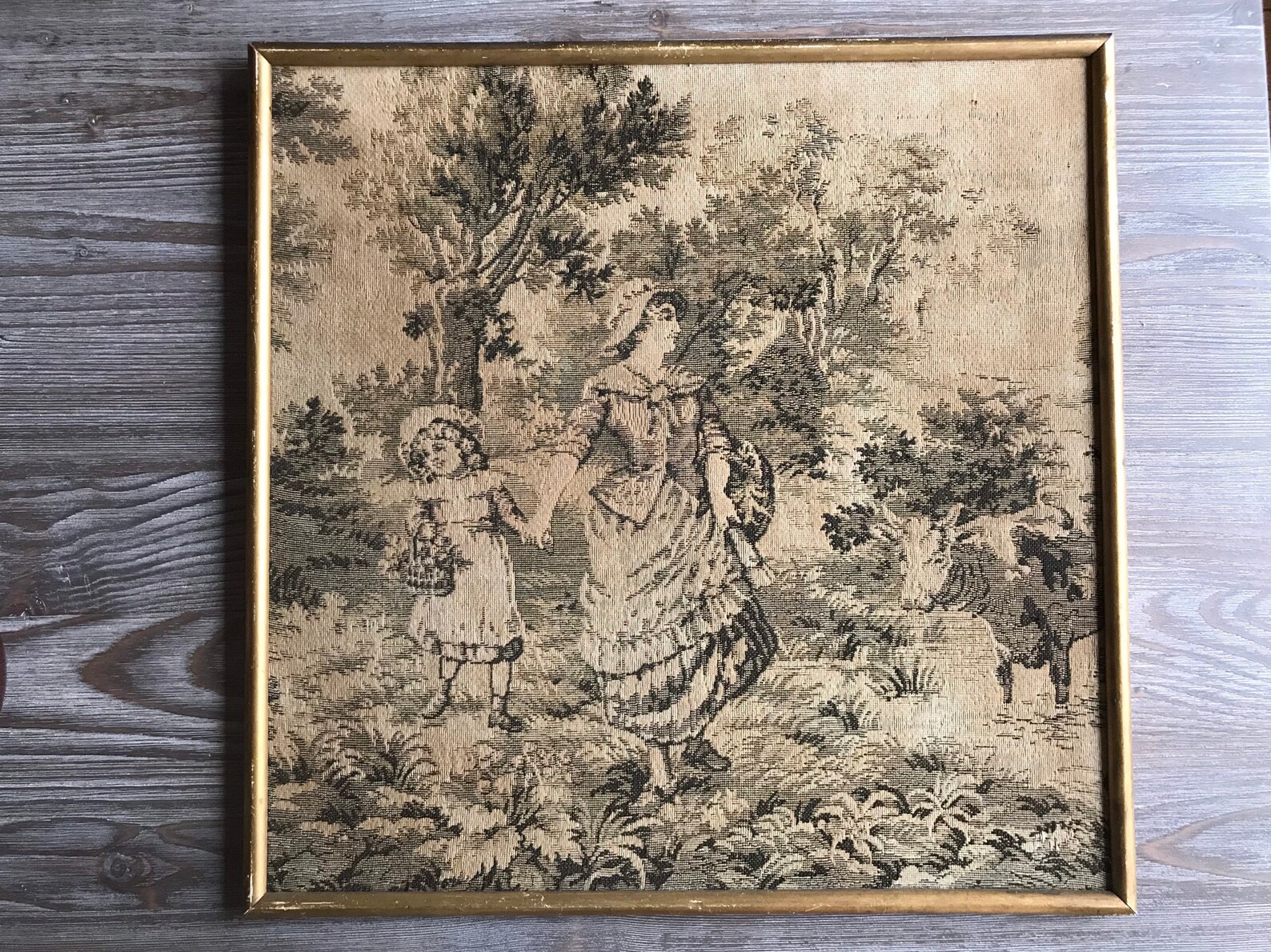 Antique Framed Gobelin Picture Tapestry Wall Hanging Golden Etsy UK