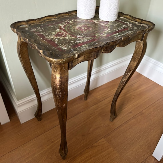 曲線脚のヴィンテージ フィレンツェ サイド テーブル、クイーン アン