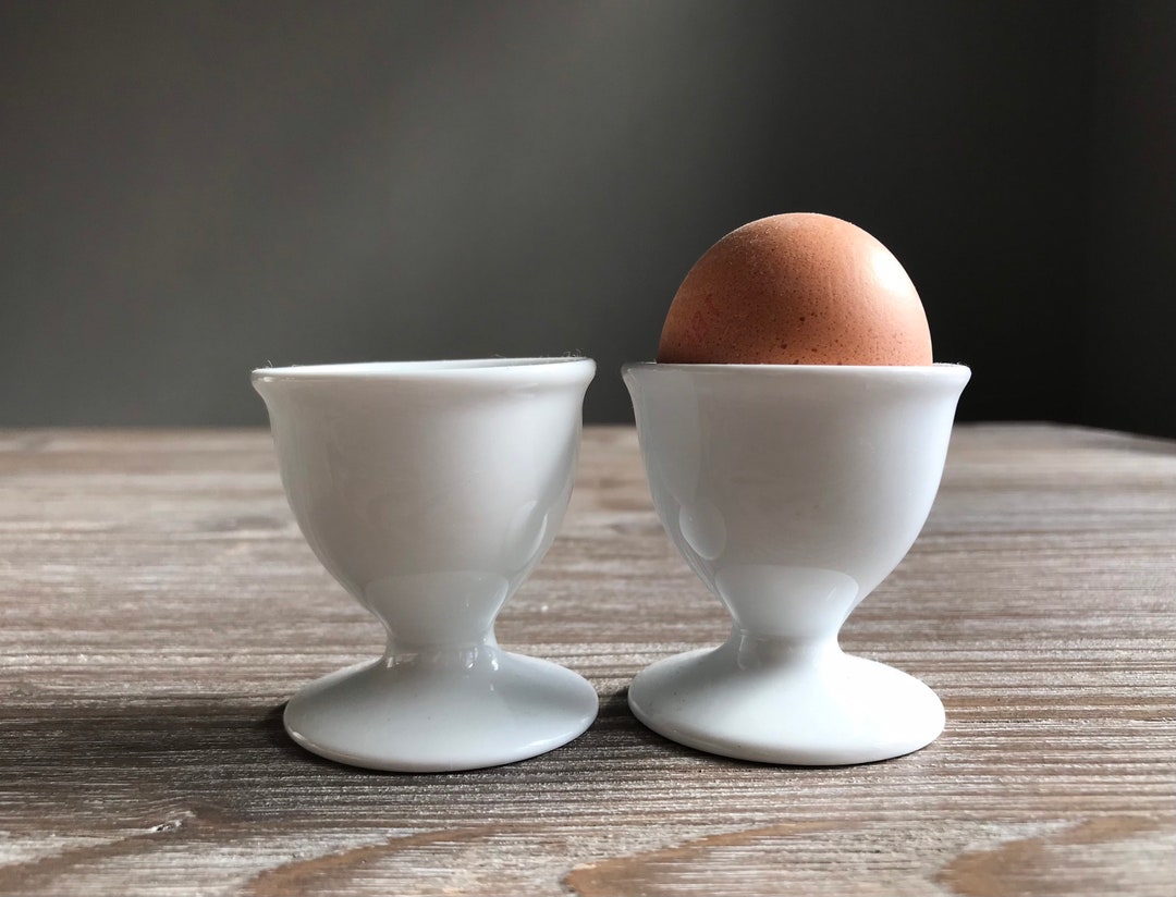Vintage Egg Cups Set of 2 White Egg Cups Serving Etsy