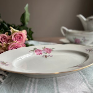 Vintage LARGE oval serving plate platter, Serving dish, Fine porcelain Czechoslovakia, Ceramic plate, Pink roses flowers floral