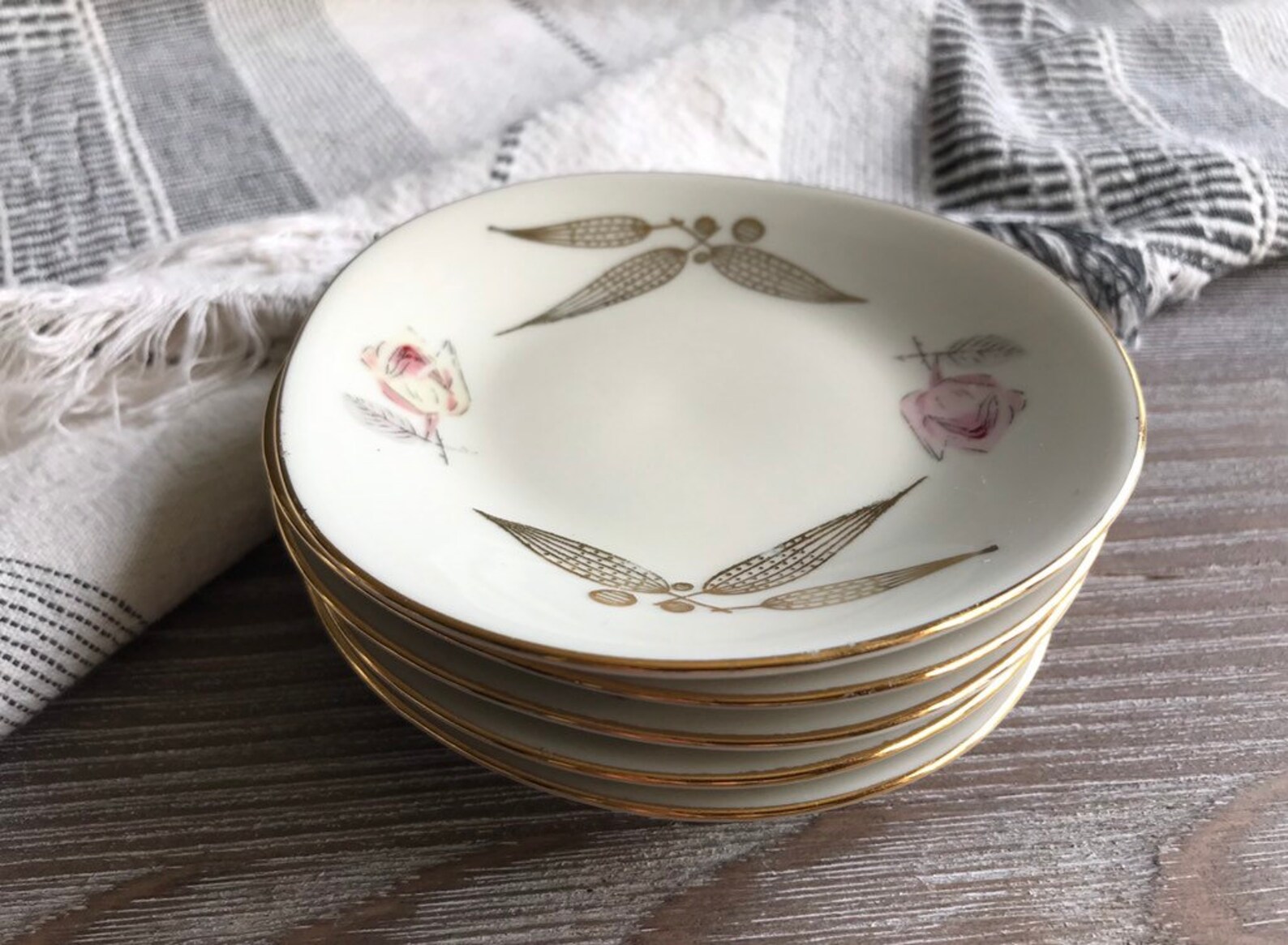 Vintage Tiny Plates Set of 5 Porcelain Jam Plate With Golden Etsy