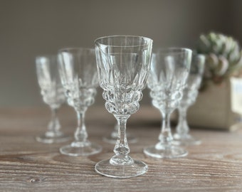 ヴィンテージワインアペリティフカットグラス、6個セット、透明