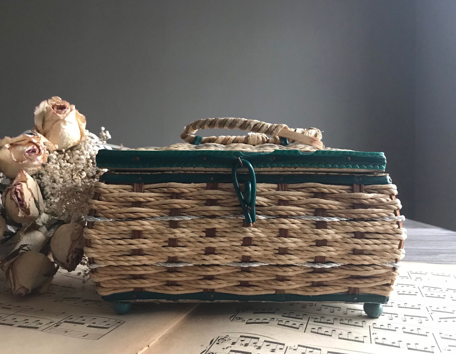 Vintage Rattan Storage Box With Lid Wicker Jewelry Box With Etsy