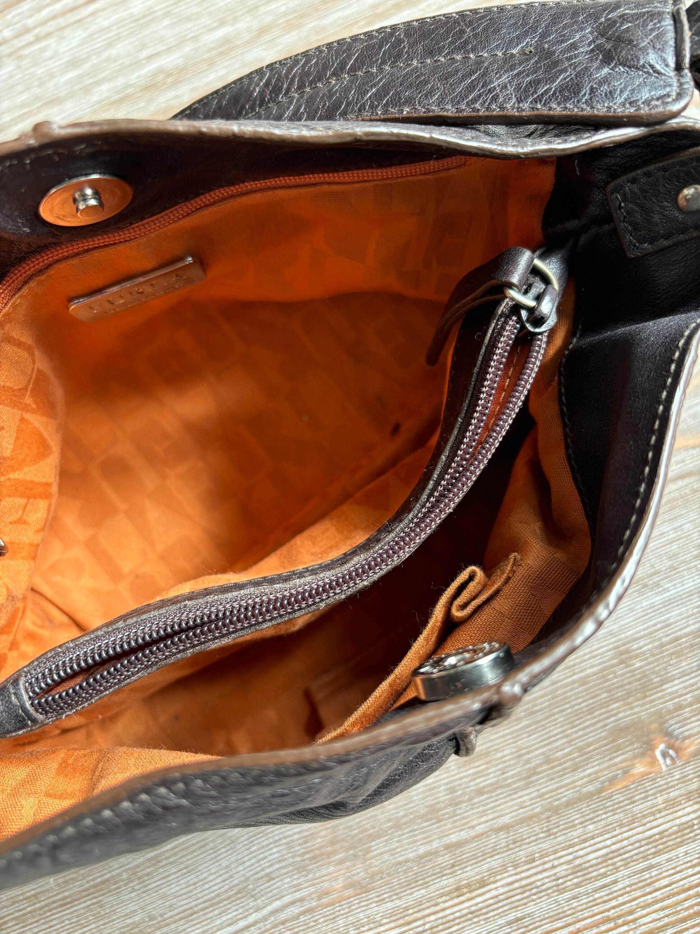 Sac à Main Vintage FURLA En Cuir Et Toile - Noir - Occasion élégant