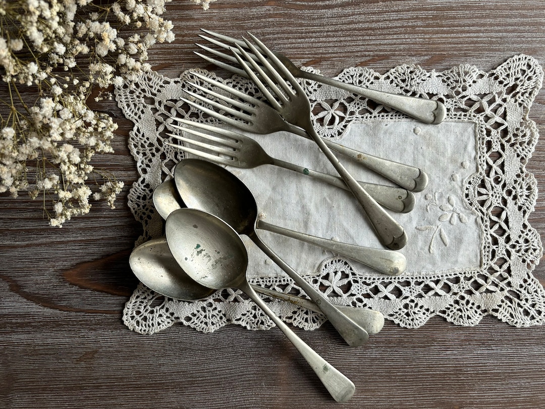 English Vintage Cutlery, Set of Forks and Spoons, Sheffield