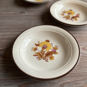 3 Vintage soup deep plates, Mid century vintage, Pagnossin Italy, ceramic plates tableware, country farmhouse, boho chic