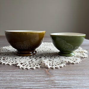 2 vintage bowls, Cafe au lait bowl, BOCH La Louviere ceramic glazed terracotta, Mid century kitchenware, country Farmhouse