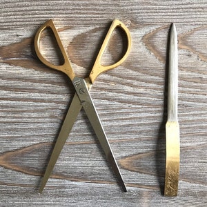 Vintage Lerche Tijeras y Carta cuchillo abridor, Personalizado para Carl, Biblioteca en caja de espuma, vintage alemán, cubiertos de letras Art Déco
