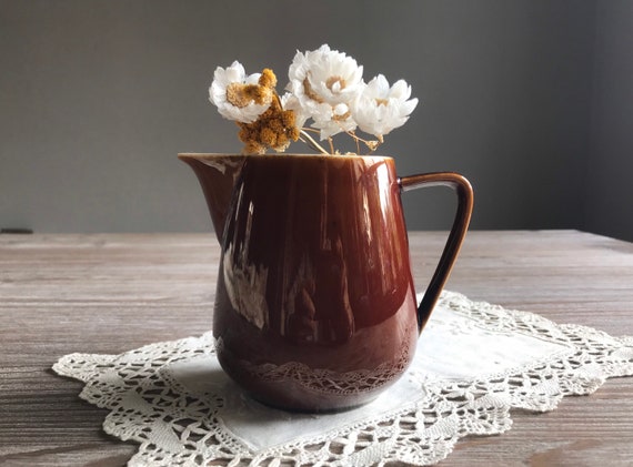 Vintage Glazed Clay Villeroy Boch Creamer, Ceramic Pote, Glazed