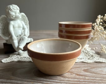 French vintage GIEN bowl, Cafe au lait bowl, GIEN GRES clay ceramic glazed terracotta, Mid century kitchenware, country Farmhouse
