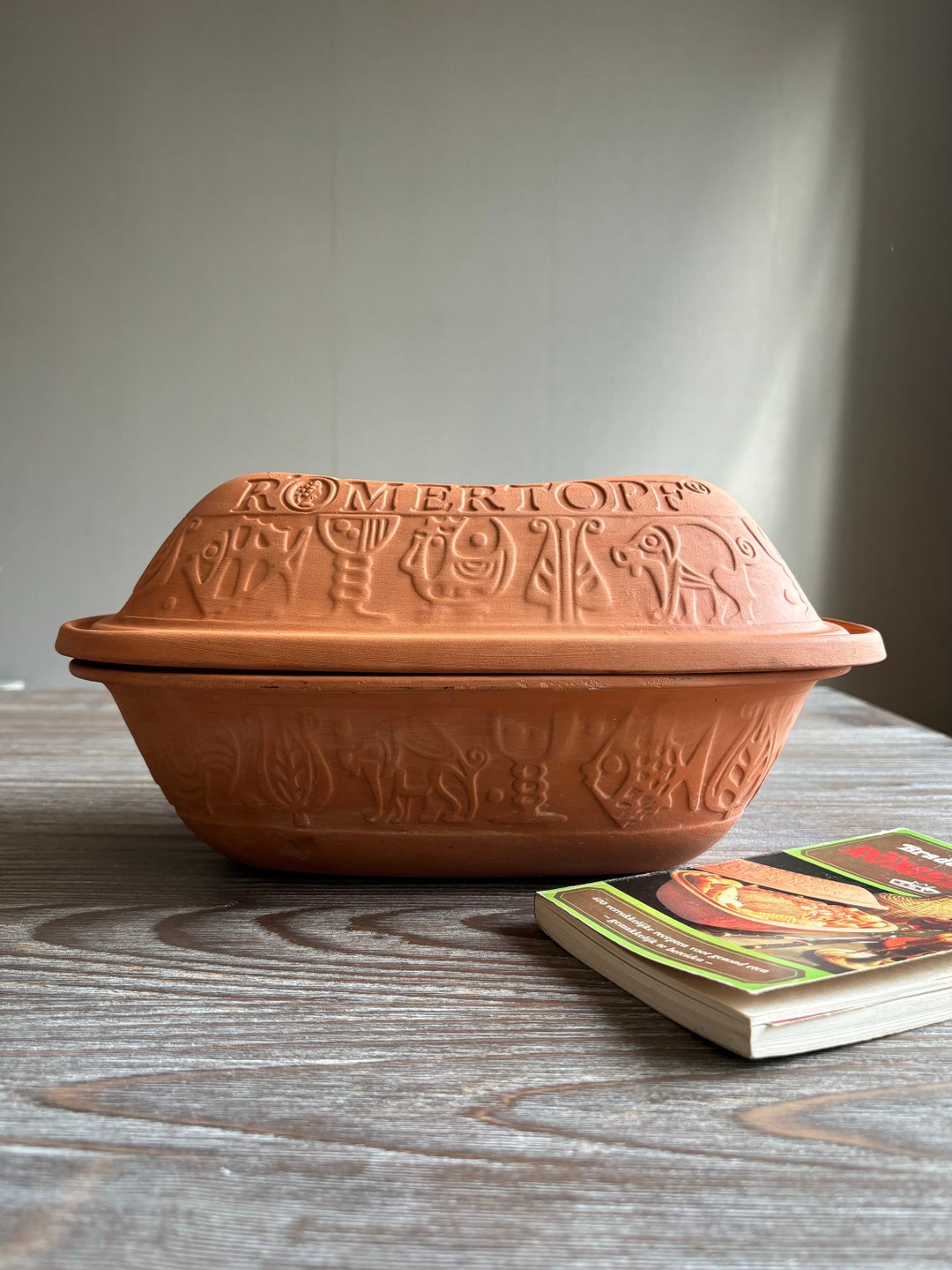 W Germany Romertopf Large Clay Pot With Lid Vintage Mid Century Food Cooker Terracotta Earthenware Clay Cookware Etsy