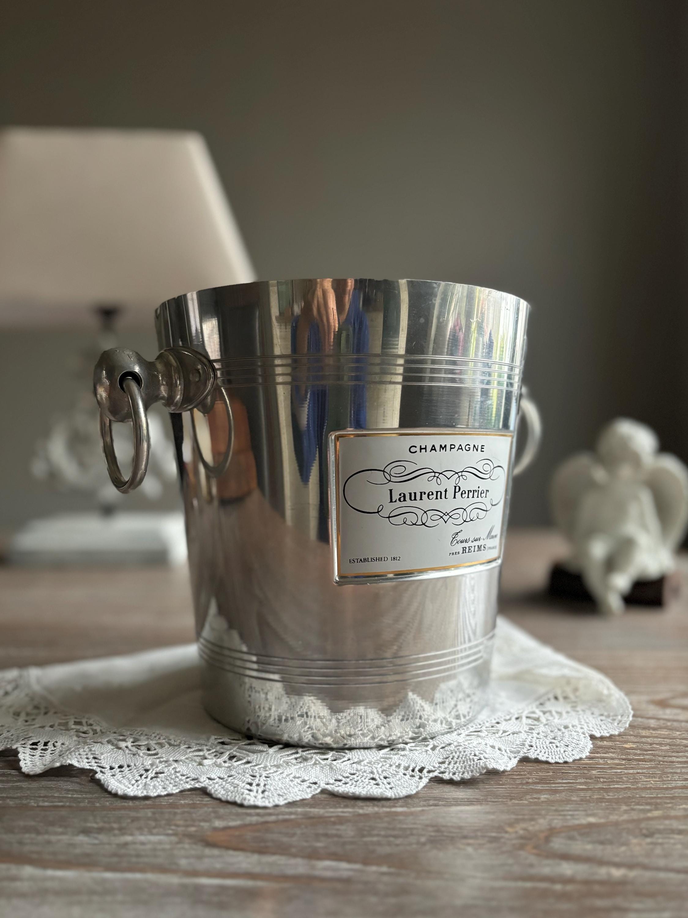 Seau à champagne français Laurent Perrier. Refroidisseur à champagne. Couleur rare. Seau à glace vintage. Champagne cooler France. - France