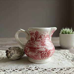 Crémier Staffordshire Ironstone Pink Transferware, vaisselle vintage anglaise, poussin bohème Country Farmhouse
