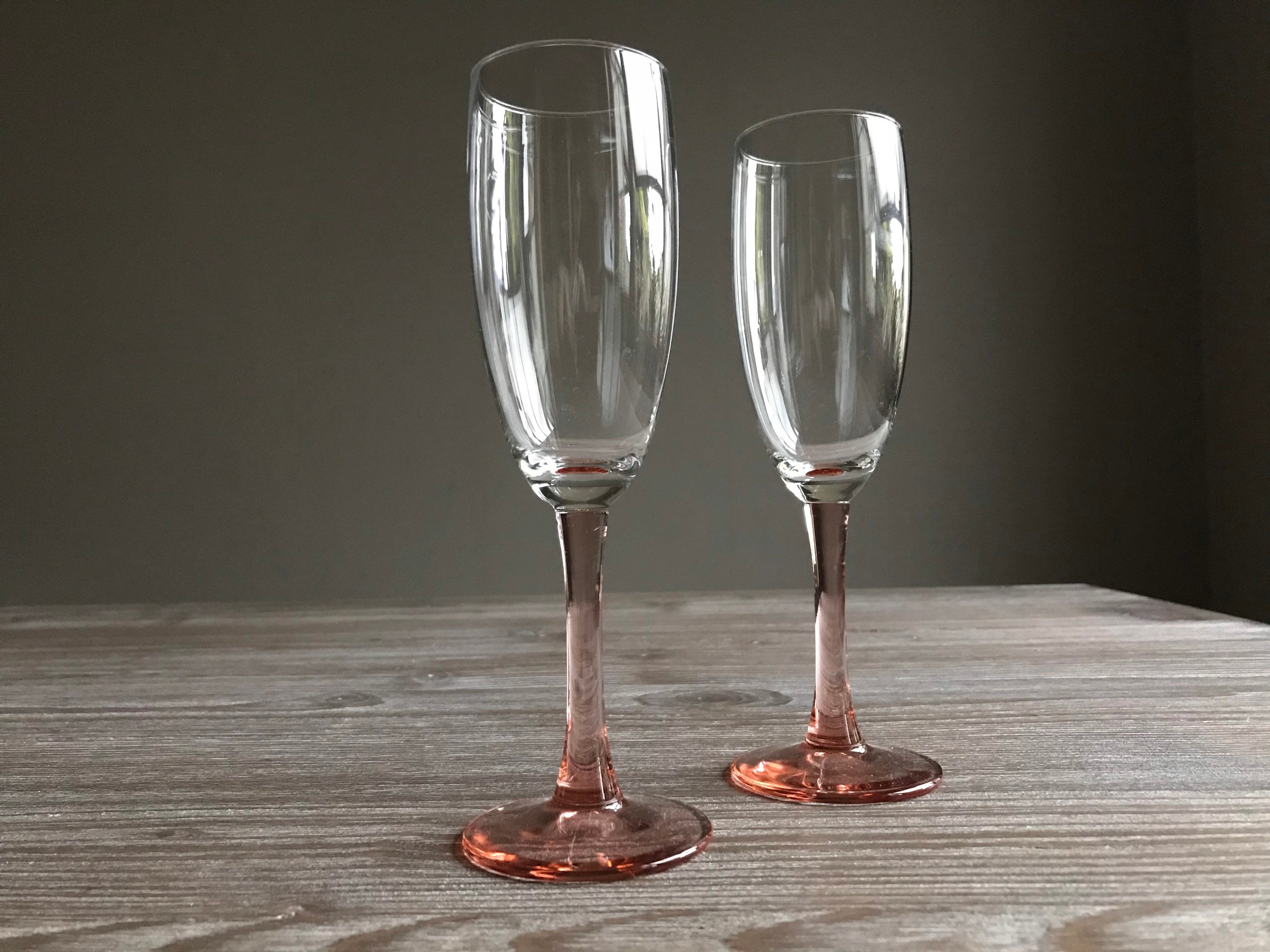 Vintage Champagne Cocktail Glasses Set of 2 Long Pink Stem Etsy Ireland