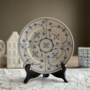 Plato de pan lateral Vintage Blau Saks, plato de porcelana cerámica del desierto, azul cobalto blanco, utensilios de cocina blancos