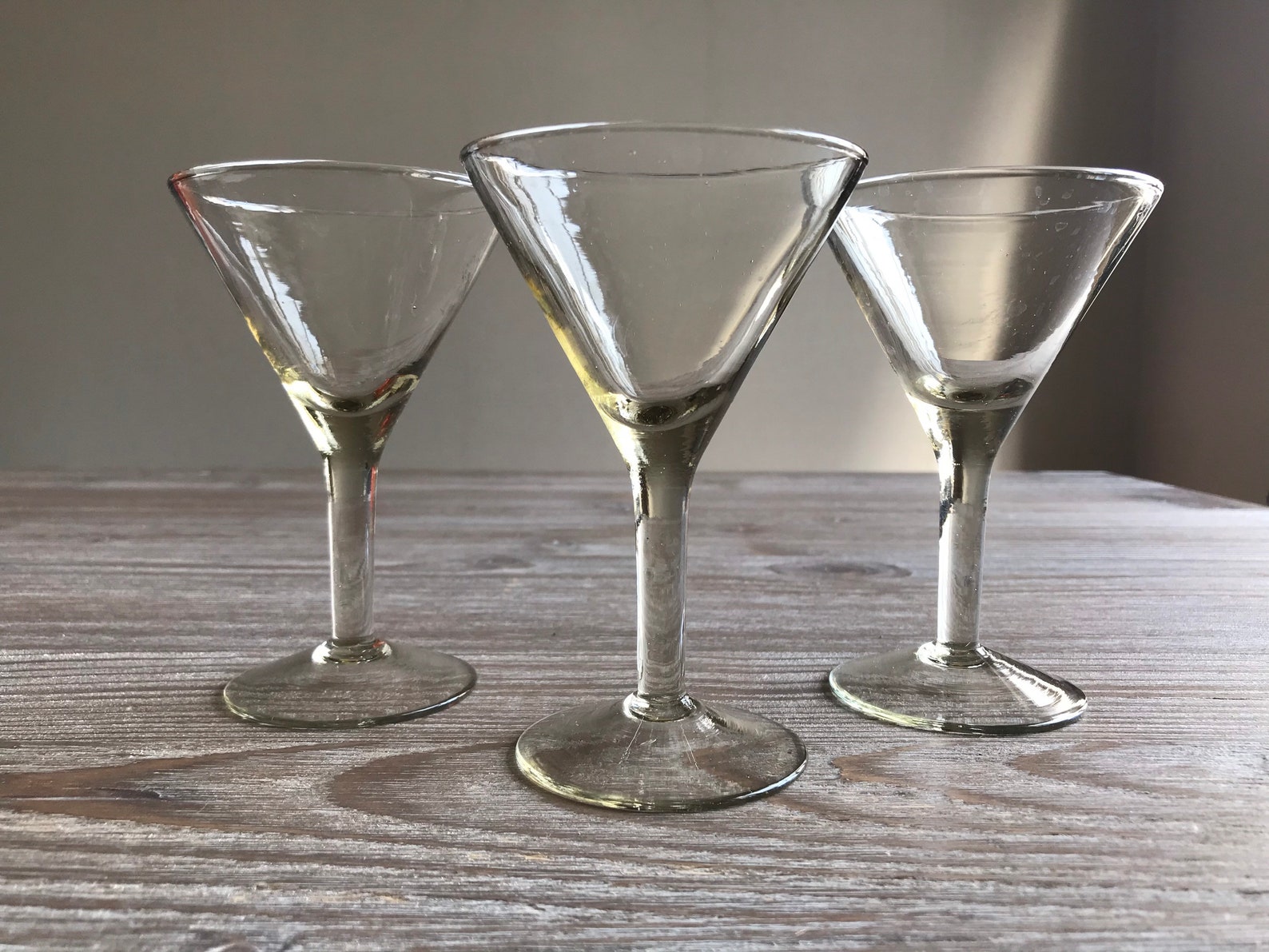 Vintage Martini Glasses Set of 3 Long Stem Smoky Glass Etsy